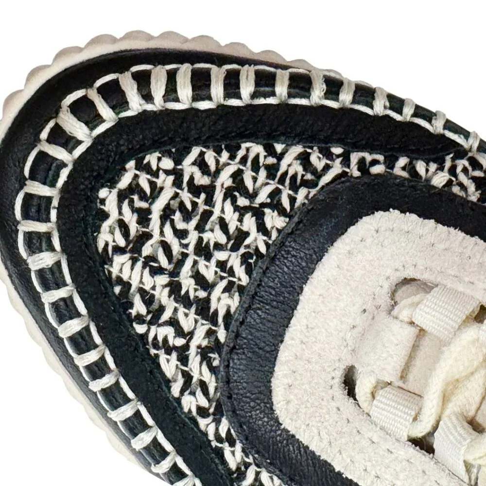 DOLCE VITA DOLAN WHITE BLACK SNEAKERS KNIT SUEDE LACE UP MODERN ELEVATED 9 - Picture 4 of 7
